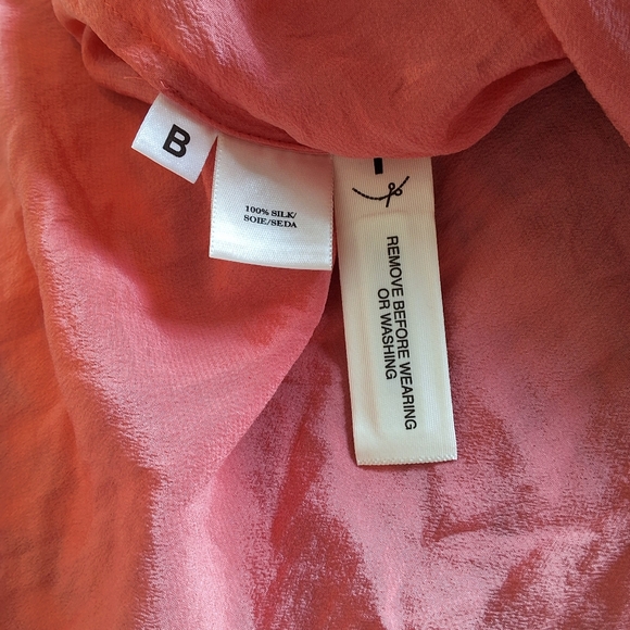 100% SILK ANN TAYLOR Button Up Long Sleeve Pocket Shirt/ Blouse Med Pink - Picture 13 of 13